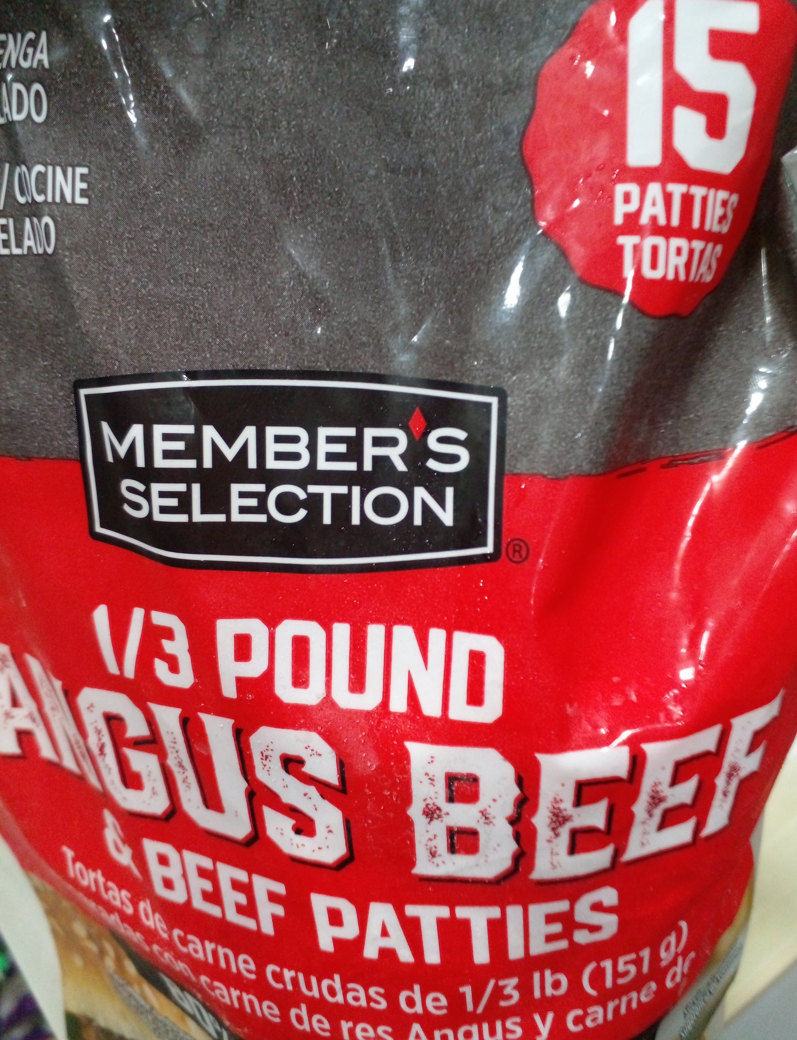 MEMBER'S SELECTION Angus Beef 1/3 lb Patties 15 count