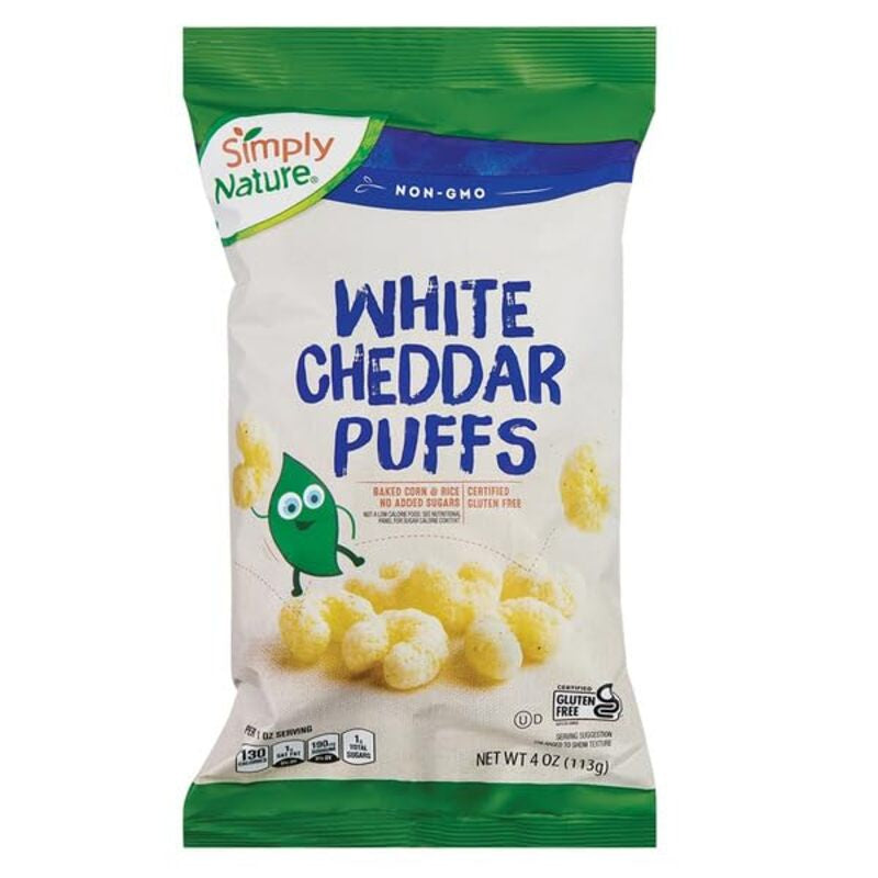 SIMPLY  NATURE White Cheddar Puffs 4 oz