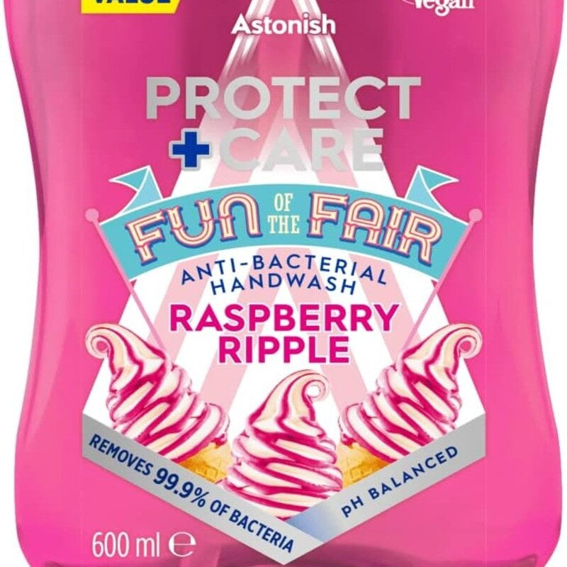 ASTONISH  Protect + Care Anti-Bac Handwash Raspberry Ripple 600ml