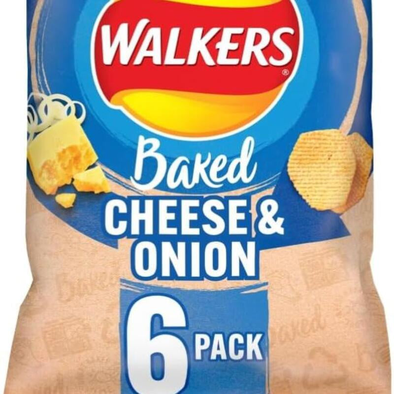 WALKERS Baked Cheese & Onion Crisps 6 pack