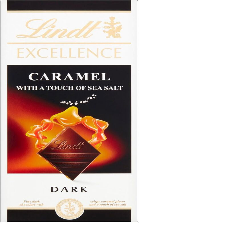 LINDT Excellence Dark Caramel &  Sea Salt Chocolate Bar 100g