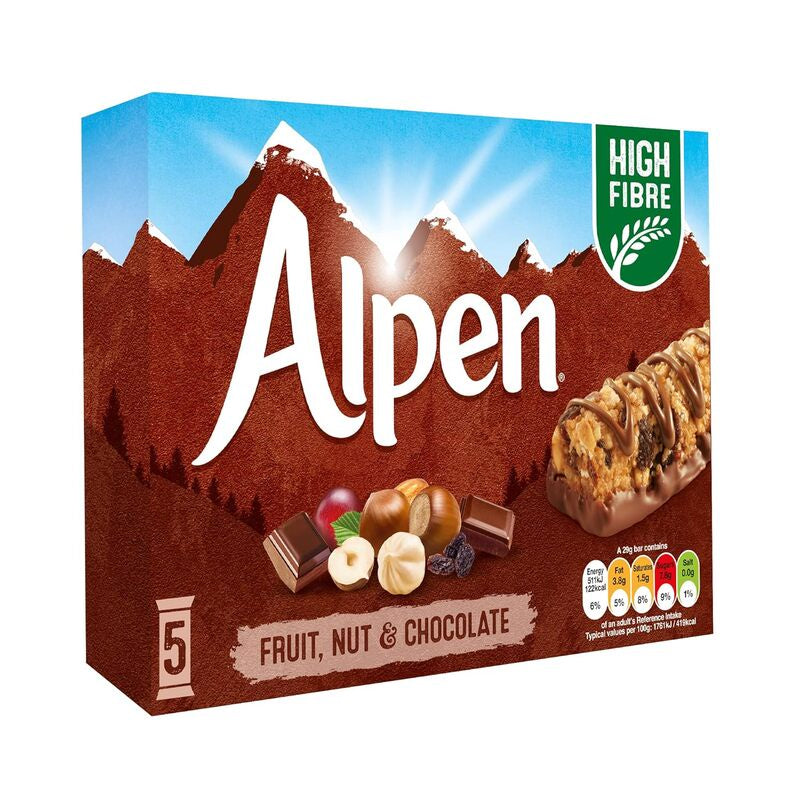 ALPEN Fruit Nut & Chocolate Bar 145g x 5