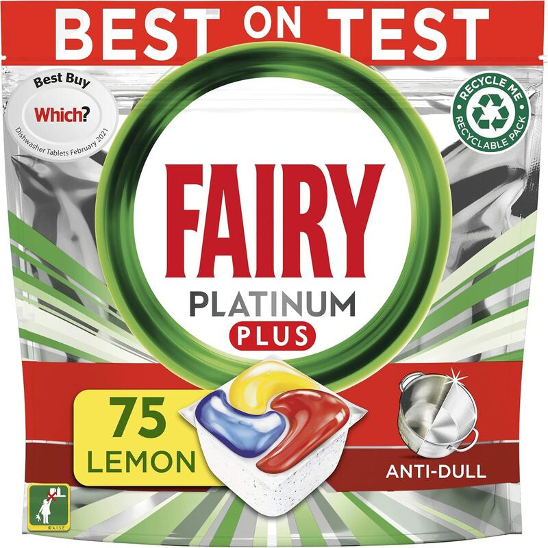 FAIRY Platinum Plus All In One Dishwasher Tab 75 ct Lemon