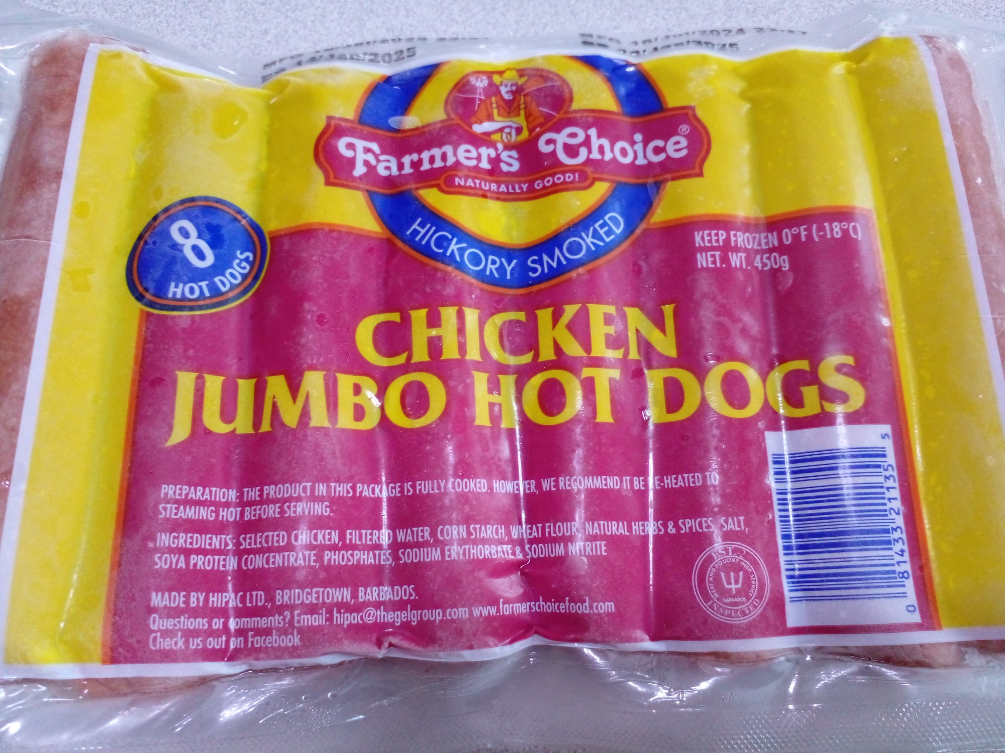 FARMER'S CHOICE Chicken Jumbo Hot Dogs 450g