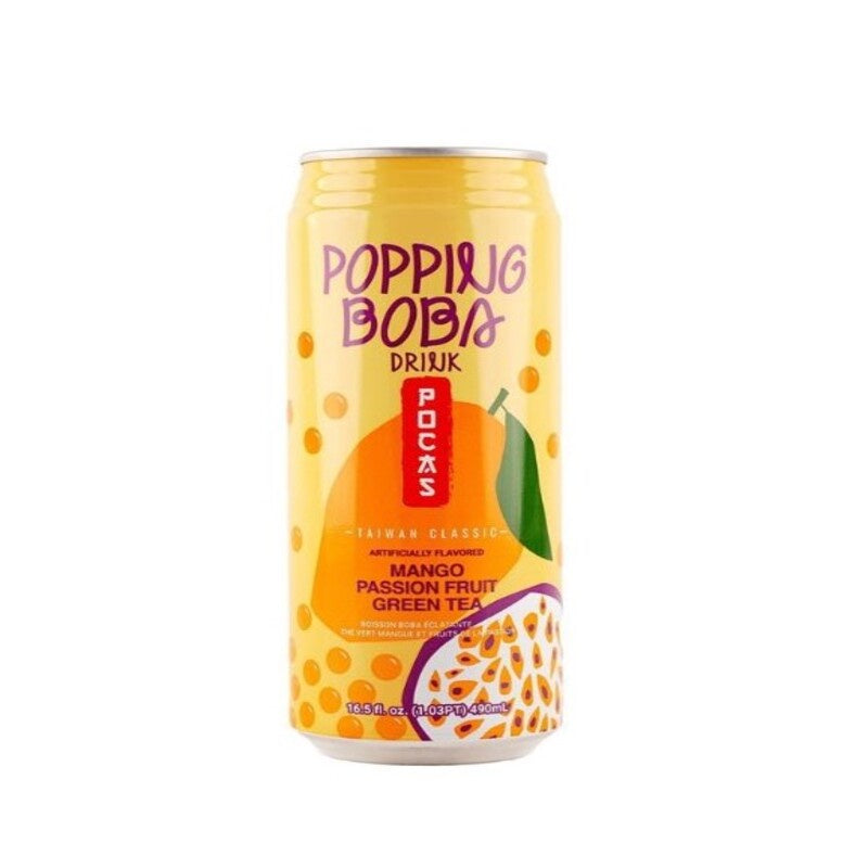 POCAS Popping Boba Mango Passion Green Tea 16.5oz