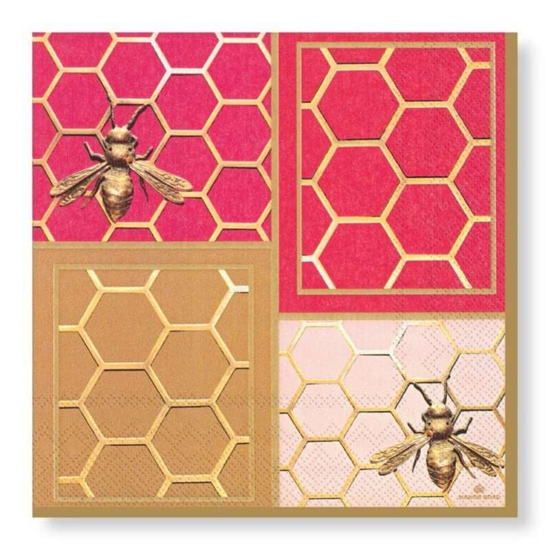 MANOR ROAD Cocktail Napkins Colourblock Bees 20 count