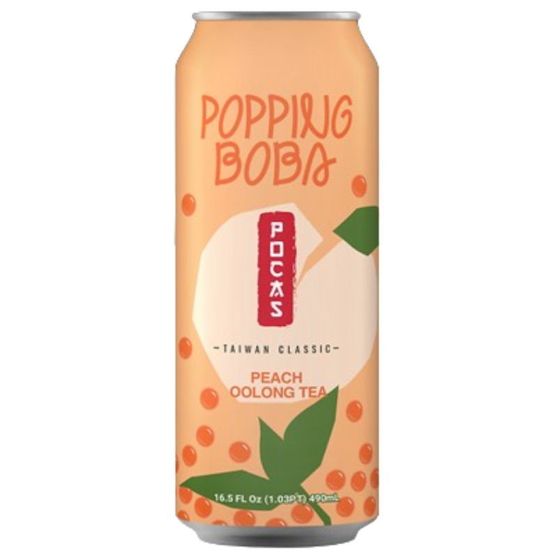 POCAS Popping Boba Peach Oolong Tea 16.5oz