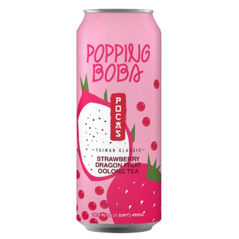 POCAS Popping Boba Strawberry Dragon Fruit Oolong Tea 16.5oz