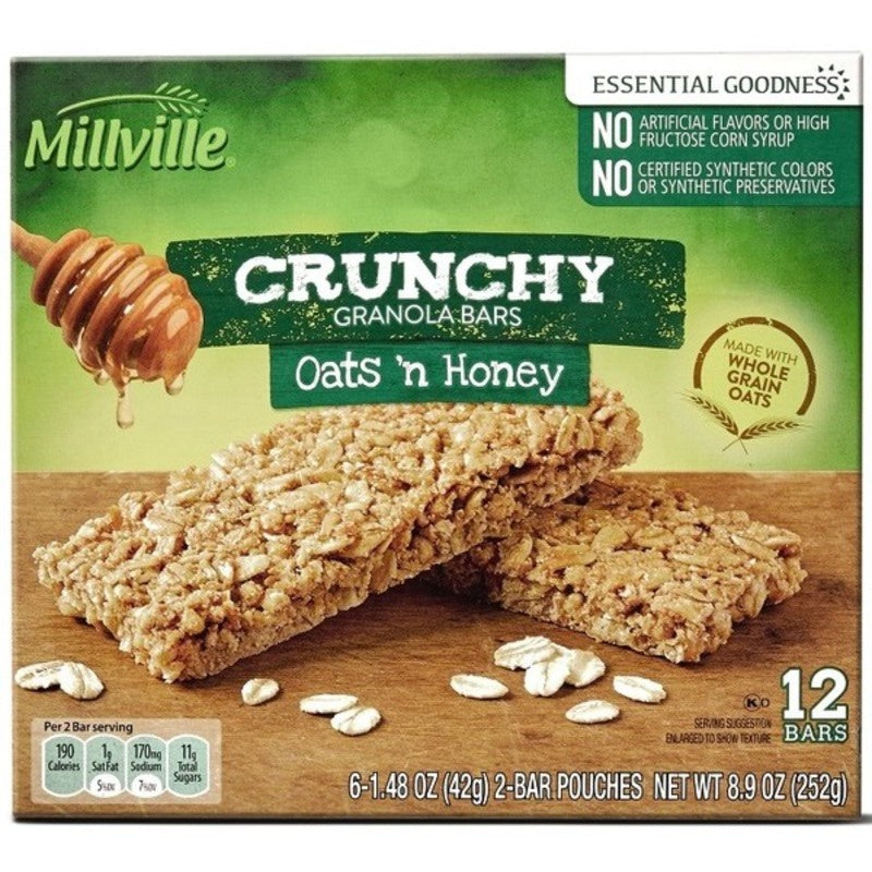 Millville Crunchy Granola Bars Oats & Honey 12ct 8.9oz