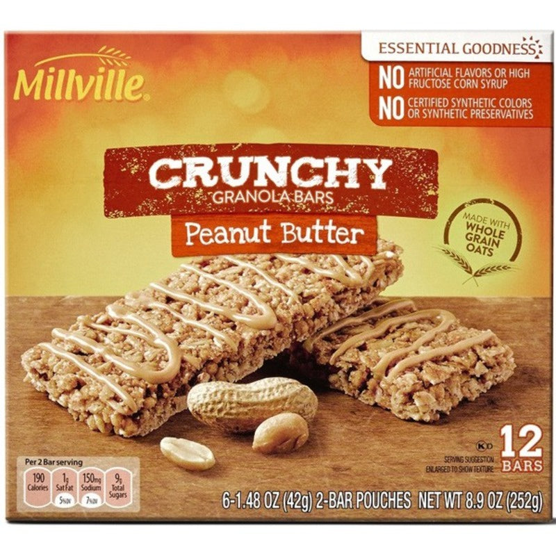 Millville Crunchy Granola Bars Peanut Butter 12ct 8.9oz