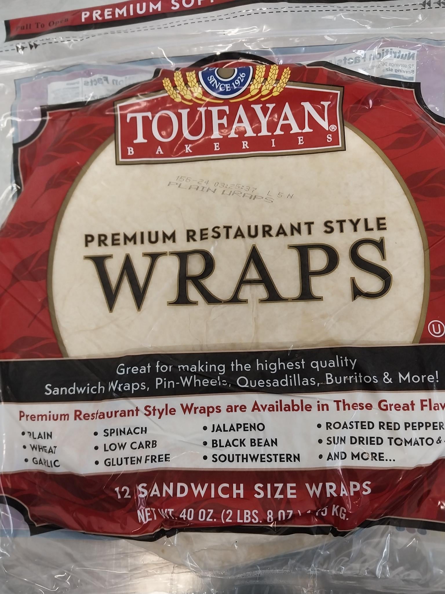 TOUFAYAN Restaurant Style Plain Wraps 12 Count