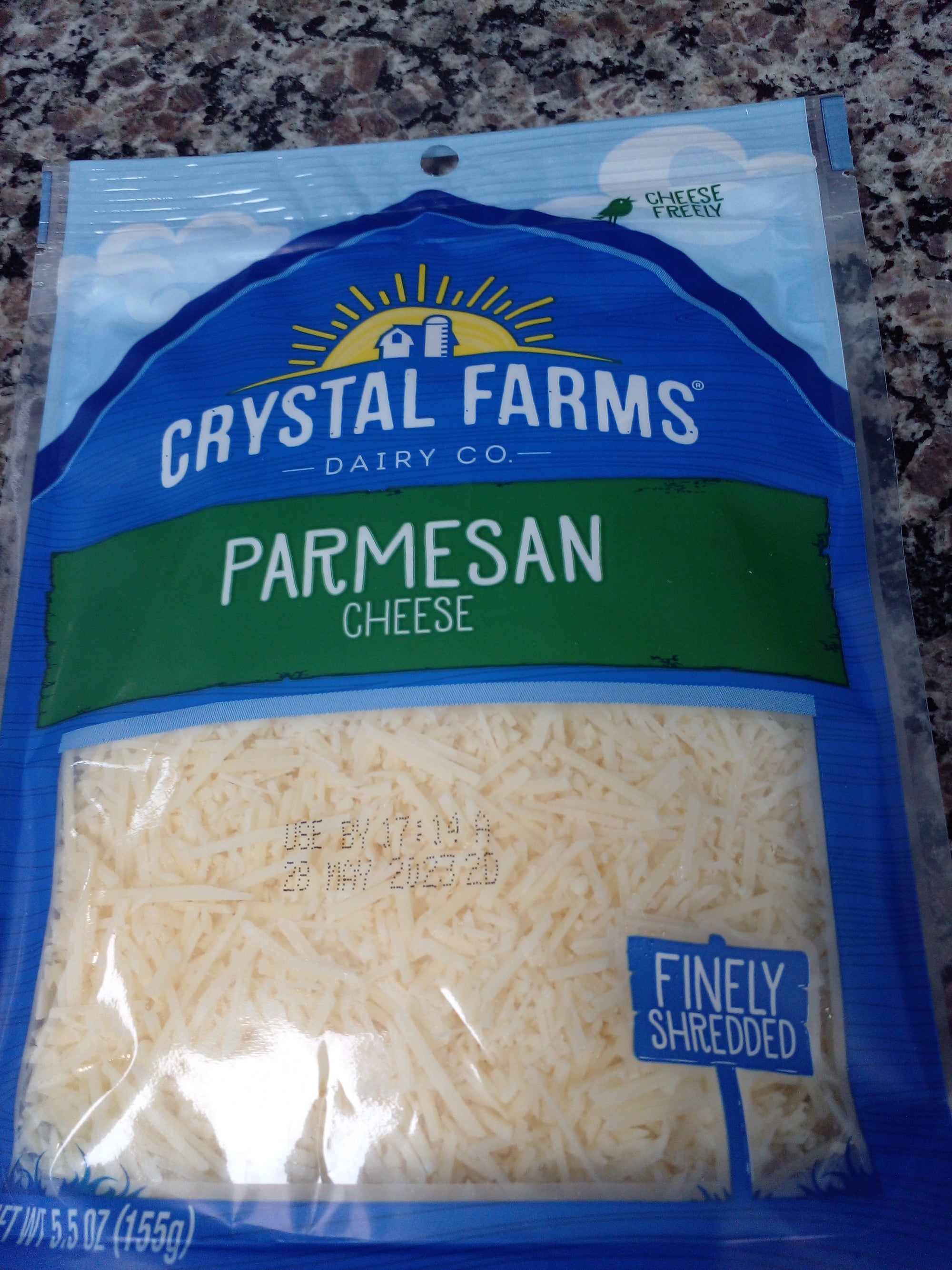 CRYSTAL FARMS Finely Shredded Parmesan Cheese 5.5oz
