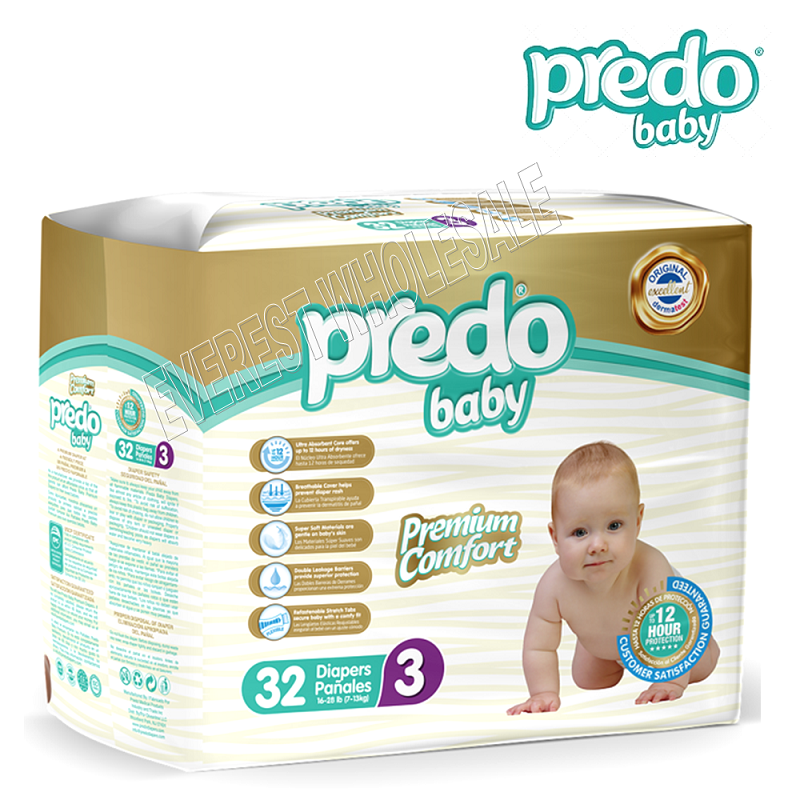 Predo Baby Diapers Size 3 - 32 count