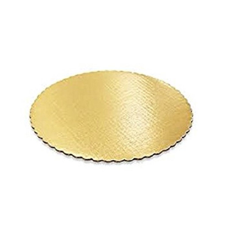 12" Gold Grease Proof Corrugated Scalloped Cake Circle