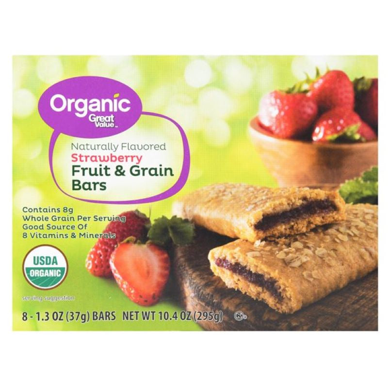 GREAT VALUE Fruit & Grain Cereal Bars Strawberry 8 count 10.4 oz