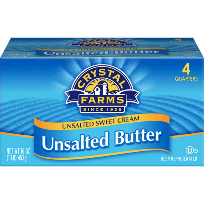 CRYSTAL FARMS Unsalted Butter 16 oz