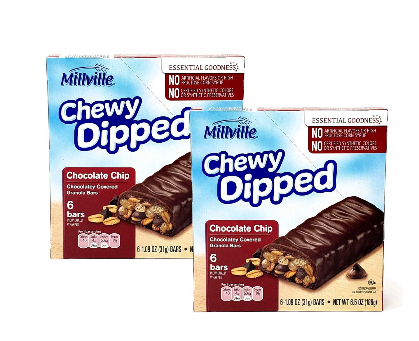 MILLVILLE Chewy Dipped Chocolate Chip 6 bars 6.5oz