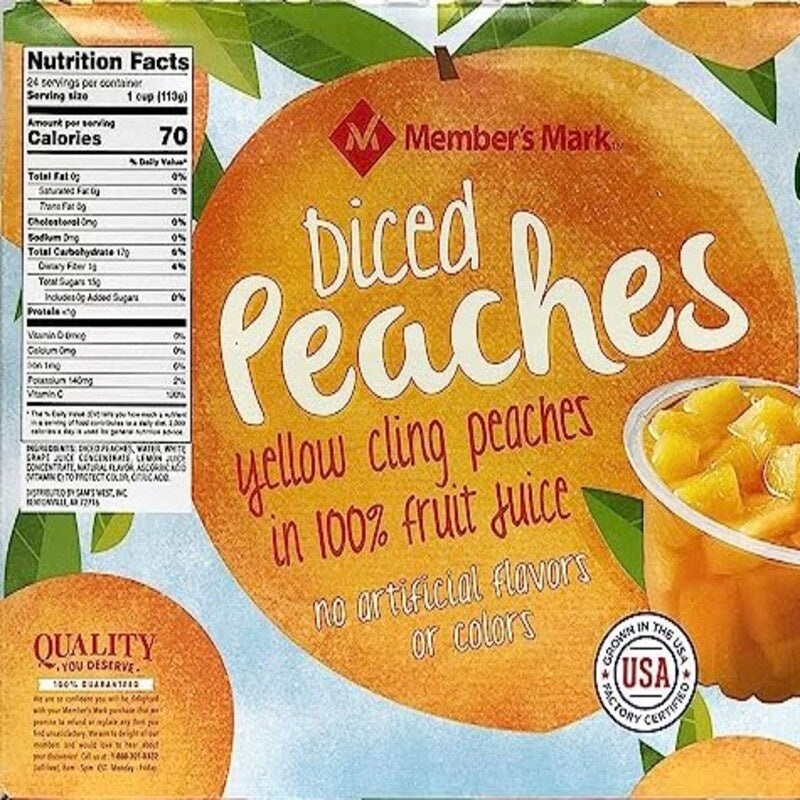 MEMBER'S MARK Diced Peaches Cups 4 - 4 oz
