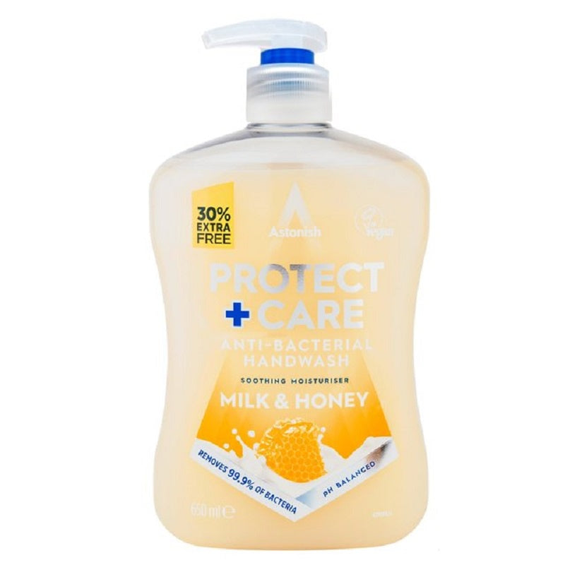 ASTONISH Protect + Care Anti-Bac Handwash Milk & Honey 650 ml