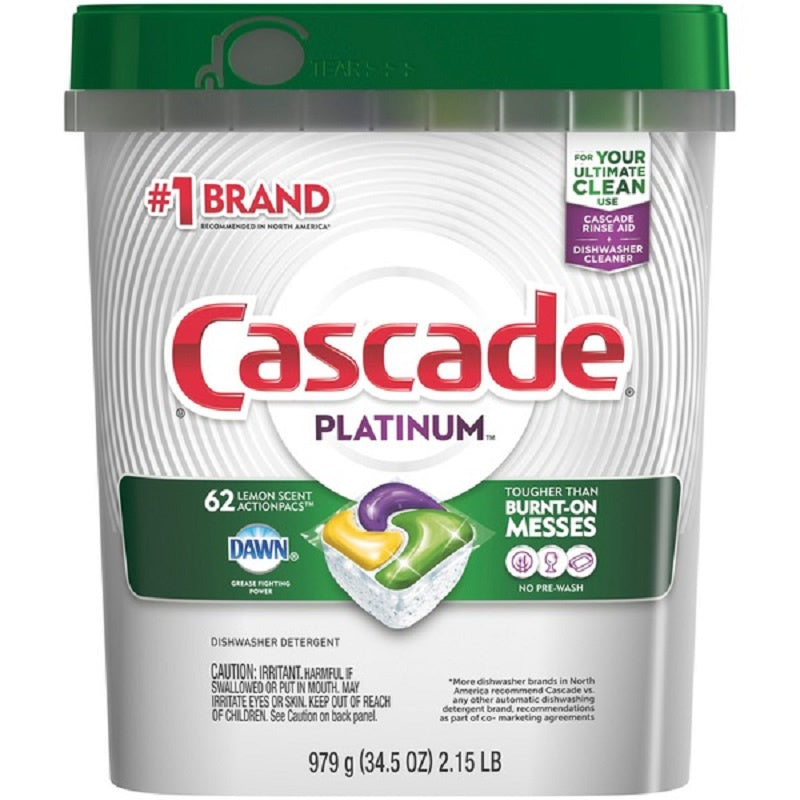 CASCADE Platinum Dishwasher Tabs 62 ct 34.5 oz