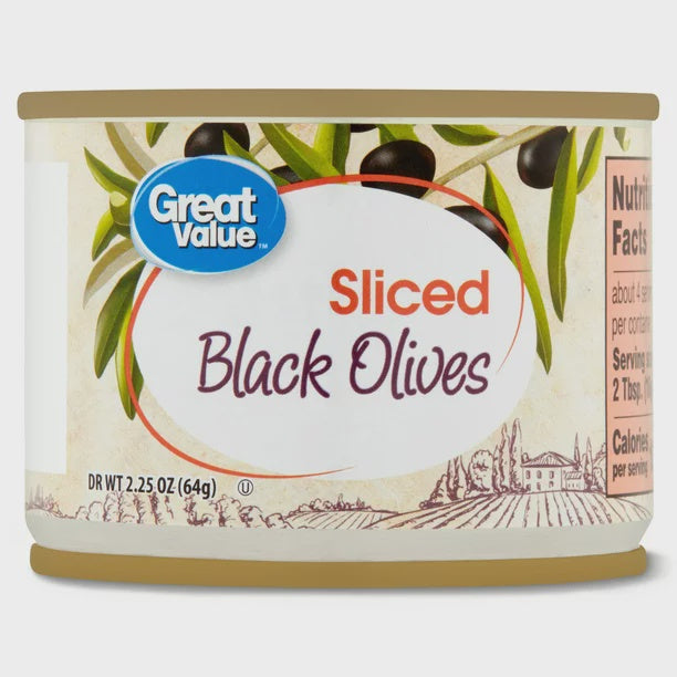 GREAT VALUE Sliced Black Olives 2.25oz