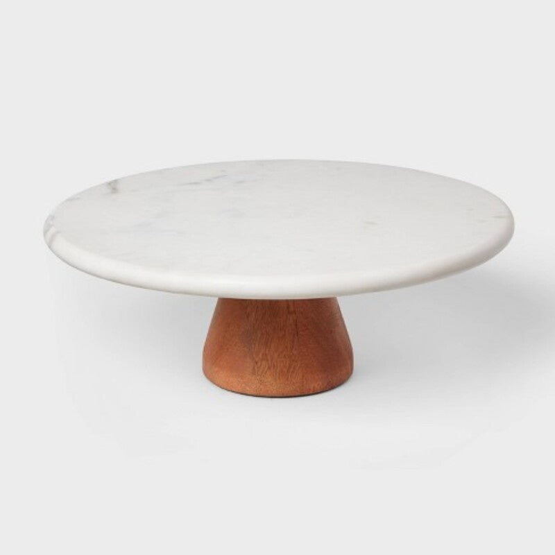 THRESHOLD Marble & Wood Pedestal Cake Stand