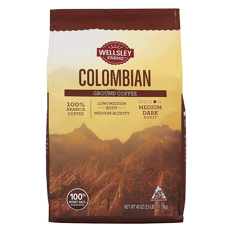 WELLSLEY Colombian Ground Coffee 40oz