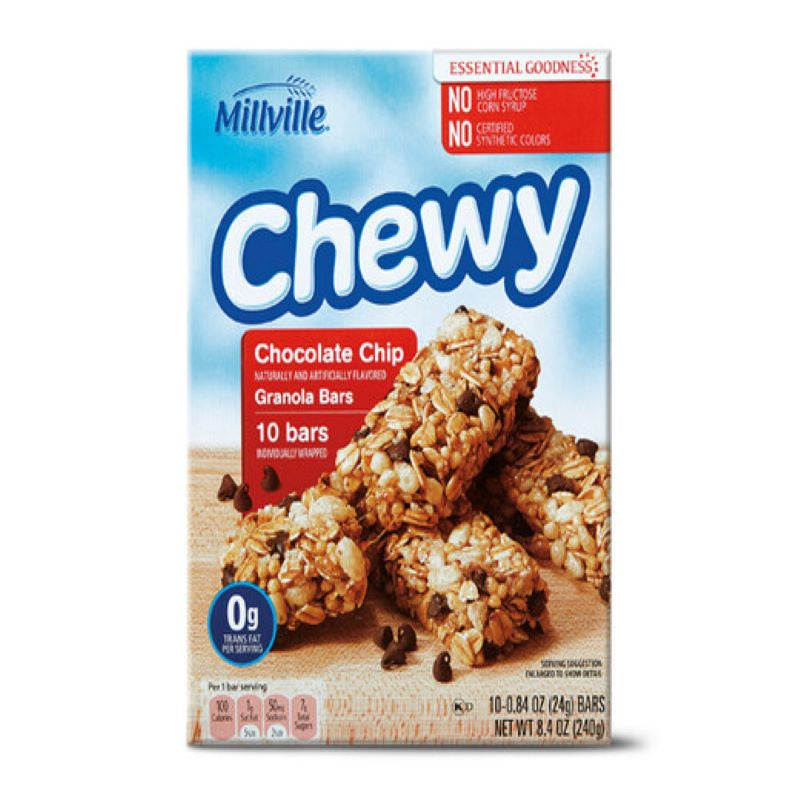 MILLVILLE Chewy Peanut Butter Chocolate Chip Granola Bars 8.4oz