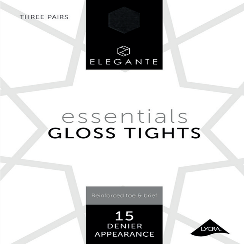 ELEGANTE Essential Gloss Tights Black Medium 3 pack