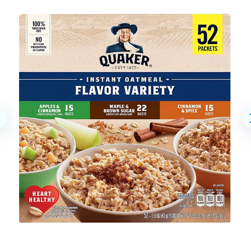 QUAKER Instant Oatmeal Assorted Flavours 1.51 oz