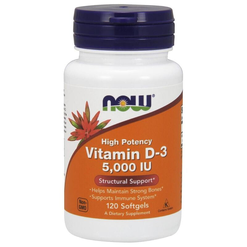 NOW Vit D3 High Potency 5,000IU 120 Gels