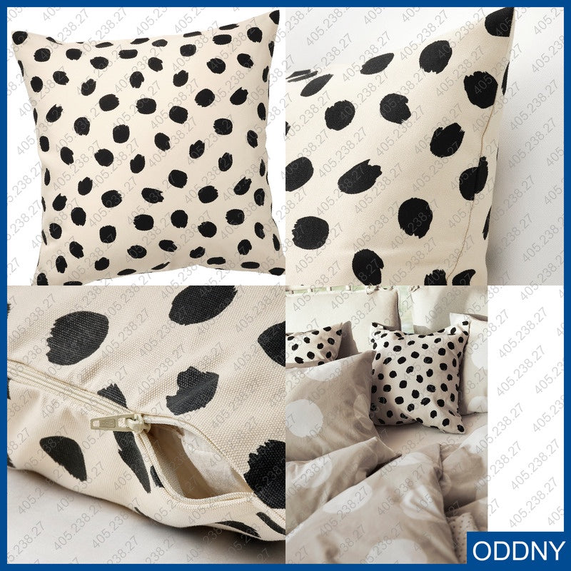 Oddny Cushion Cover Off White-Dot Pattern Black